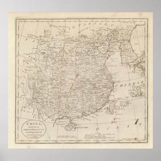 China, verdeeld in grote provincies poster (Voorkant)