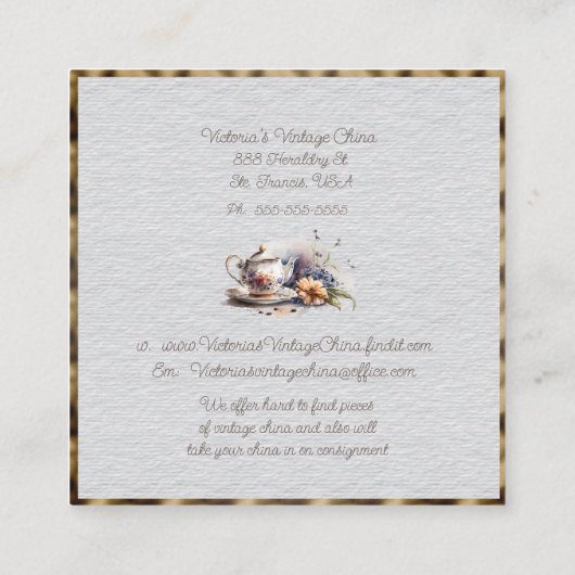  China Verkoper en Consignment Shop Square B Vierkante Visitekaartje (Achterkant)