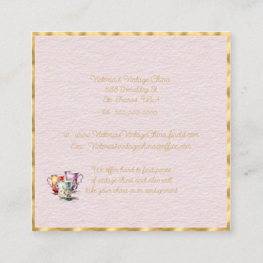China Verkoper en Consignment Shop Vierkante Visitekaartje (Achterkant)