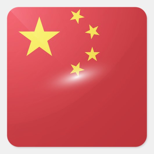 China vierkante glossy vlag sticker (Voorkant)