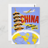 China Vintage Travel Poster gerestaureerd Briefkaart (Voorkant / Achterkant)
