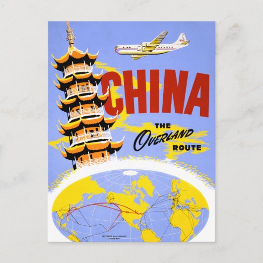 China Vintage Travel Poster gerestaureerd Briefkaart (Voorkant)