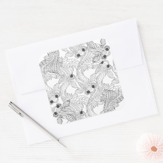 China Visdoodle Vierkante Sticker (Envelop)