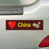 China Vlag Hart + Landkaart Bumpersticker (Op auto)