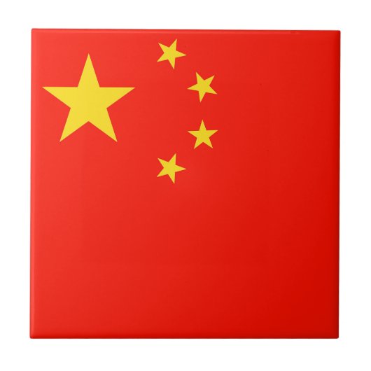China vlag - hoge kwaliteit tegeltje (Voorkant)
