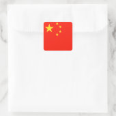 China vlag - hoge kwaliteit vierkante sticker (Tas)