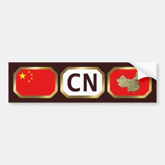China Vlag Landkaart Code Bumpersticker (Voorkant)