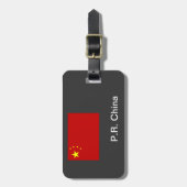 China vlag, met naam, adres... bagagelabel (Voorkant verticaal)