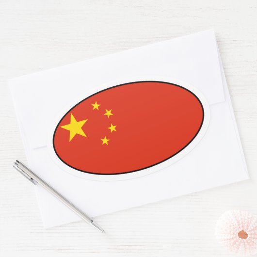 China Vlag Ovale Sticker (Envelop)