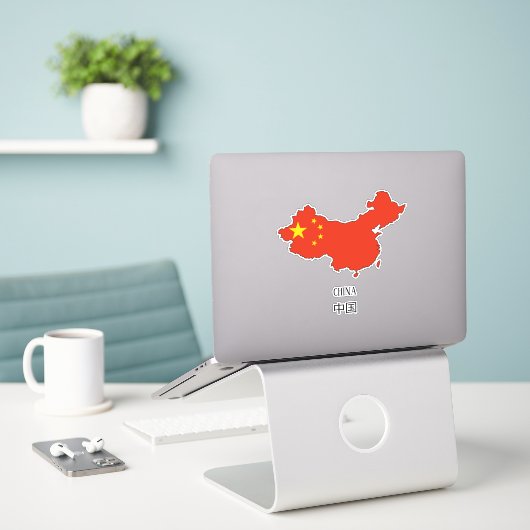 China-vlag Sticker (Laptop op bureau)