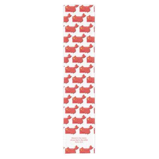 CHINA-vlaggenplattegrond Gepersonaliseerd scripts Korte Tafelloper (Voorkant)