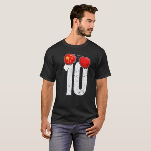 China Voetballer Nummer 10 Chinese vlag T-shirt (Voorkant volledig)