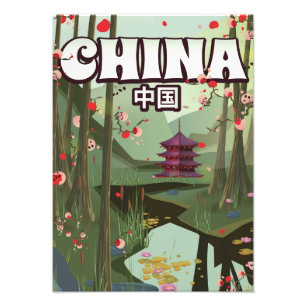 China Water Gardens cartoonaffiche Foto Afdruk