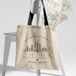 China Wedding | Stijlvolle Skyline Canvas tas<br><div class="desc">Een unieke bruiloft canvas tas voor een bruiloft in China. Dit tas bevat een gestileerde illustratie van de unieke skyline van het land met de naam eronder. Dit wordt gevolgd door je trouwdaggegevens in een overeenkomende open stijl.</div>