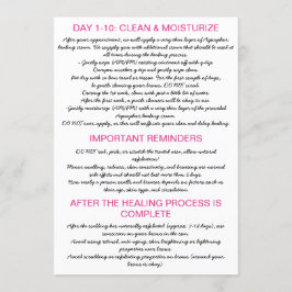ChinatiEyebrow Microblading Aftercare Instructies Kaart