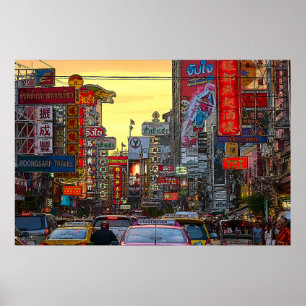 Chinatown in Bangkok Thailand - Gewijzigde foto Poster