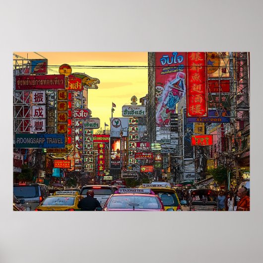 Chinatown in Bangkok Thailand - Gewijzigde foto Poster (Voorkant)