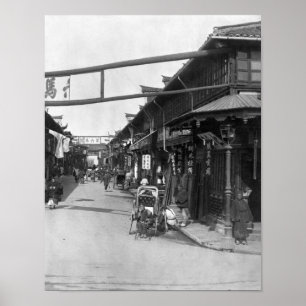 Chinatown in Shanghai, eind 19e eeuw Poster