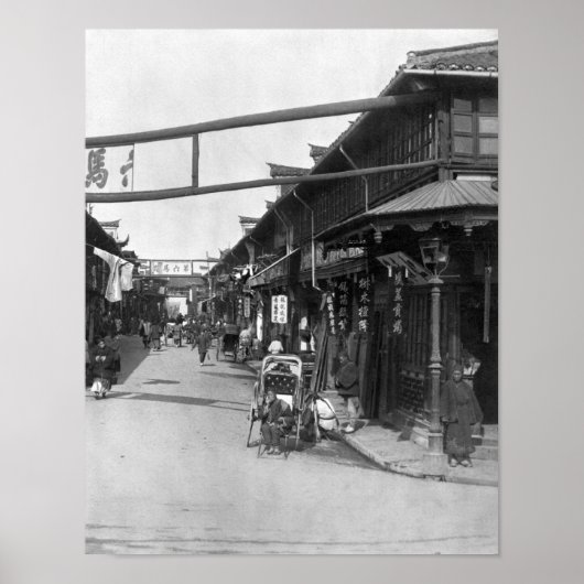 Chinatown in Shanghai, eind 19e eeuw Poster (Voorkant)