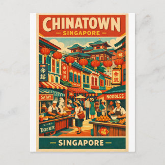 Chinatown in Singapore retro reis Briefkaart