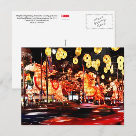 Chinatown in Singapore viert het jaar van het paar Feestdagenkaart (Voorkant / Achterkant)