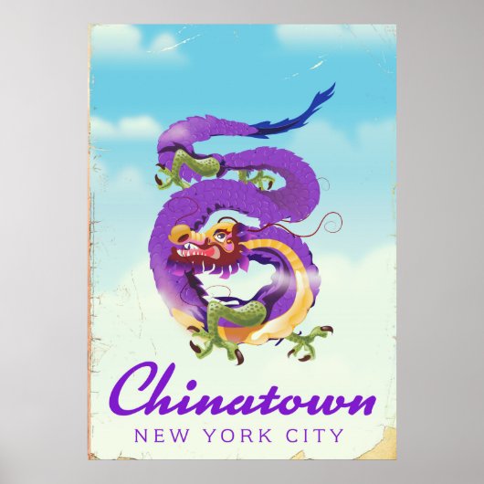Chinatown New York stad vintage poster (Voorkant)