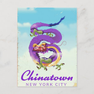 Chinatown New York stad vintage poster Briefkaart