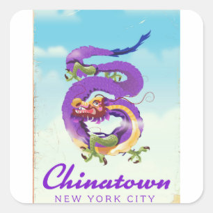 Chinatown New York stad vintage poster Vierkante Sticker