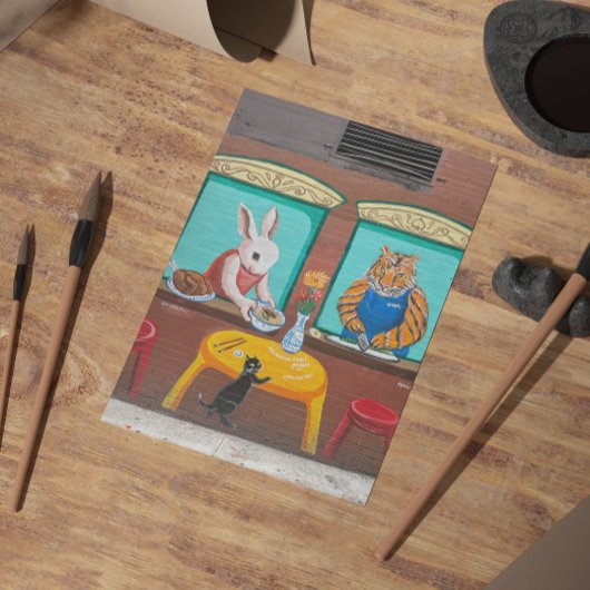 Chinatown NYC Briefkaart - Dierenmuurschildering