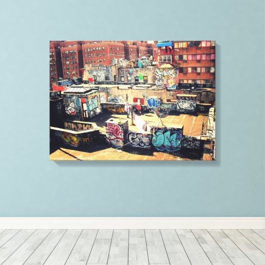 Chinatown Rooftop Graffiti Canvas Afdruk (Insitu (Houten vloer))