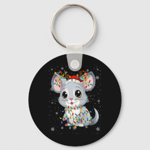 Chinchilla Animal Santa Hat Lelijke Kerstboom Li Sleutelhanger