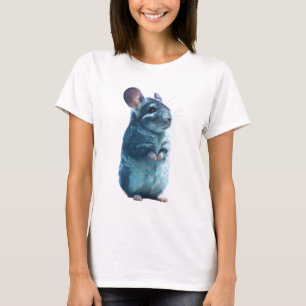 Chinchilla Blauwe Vacht Illustratie Staande Vrouwe T-shirt