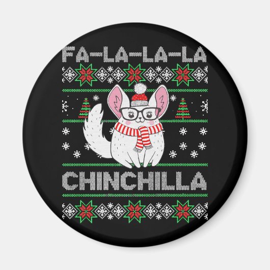 Chinchilla Christmas Ugly Gift For Chinchilla Love Magneet (Voorkant)
