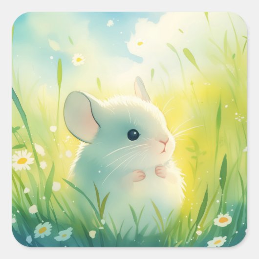 Chinchilla-dag in de zon vierkante sticker (Voorkant)