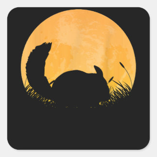 Chinchilla Easy Halloween Outfit Rodent Moon Vierkante Sticker