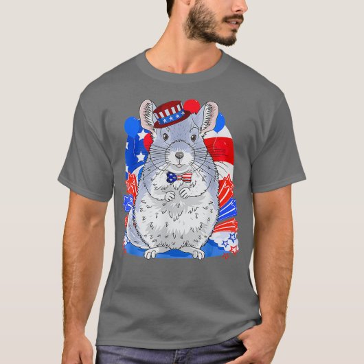 Chinchilla Funny Merica 4 juli Amerikaans T-shirt (Voorkant)