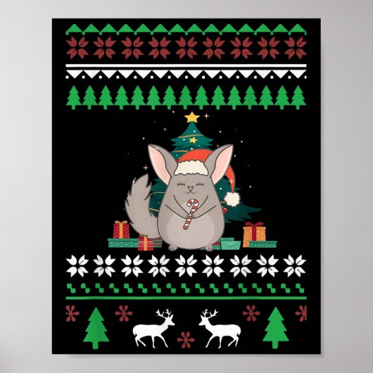 Chinchilla Funny Pet Ugly Christmas Funny Quote Poster (Voorkant)