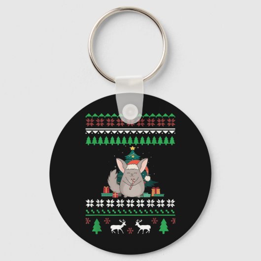 Chinchilla Funny Pet Ugly Christmas Funny Quote Sleutelhanger (Voorkant)