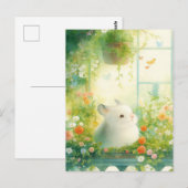 Chinchilla gluurt vanuit balkonbloementuin briefkaart (Voorkant / Achterkant)