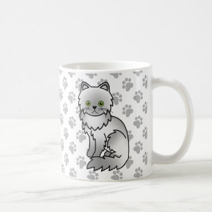 Chinchilla Gray Persian Cute Cartoon Cat Koffiemok