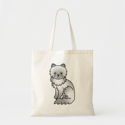 Chinchilla Grey Persian Cute Cartoon Cat Drawing Tote Bag (Voorkant)
