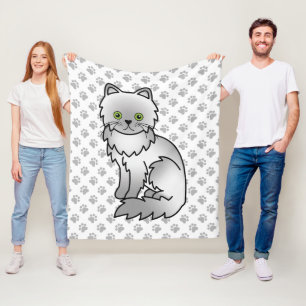 Chinchilla Grijze Perzische Knuffelige Cartoon Kat Fleece Deken
