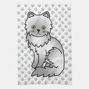 Chinchilla grijze Perzische zachte cartoon kat tek Theedoek