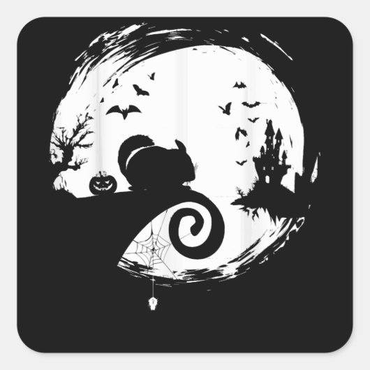 Chinchilla Halloween Costume Moon Silhouette Vierkante Sticker (Voorkant)