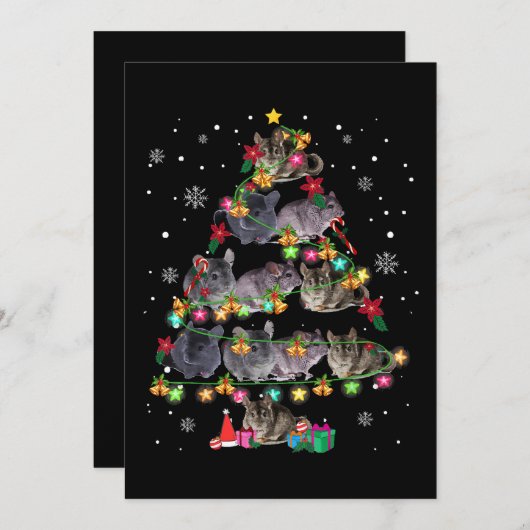 Chinchilla kerstboom Funny Rodents Lover Feestdagenkaart (Voorkant / Achterkant)