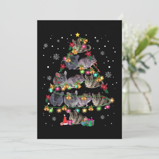 Chinchilla kerstboom Funny Rodents Lover Feestdagenkaart (Staand voorkant)