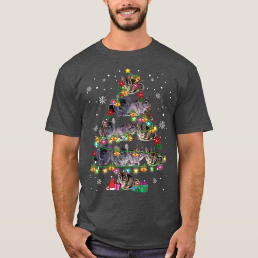 Chinchilla kerstboom Funny Rodents Lover T-shirt (Voorkant)