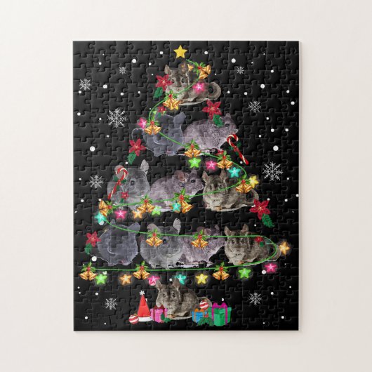 Chinchilla kerstboom Funny Rodents Lover Xmas Legpuzzel (Verticaal)