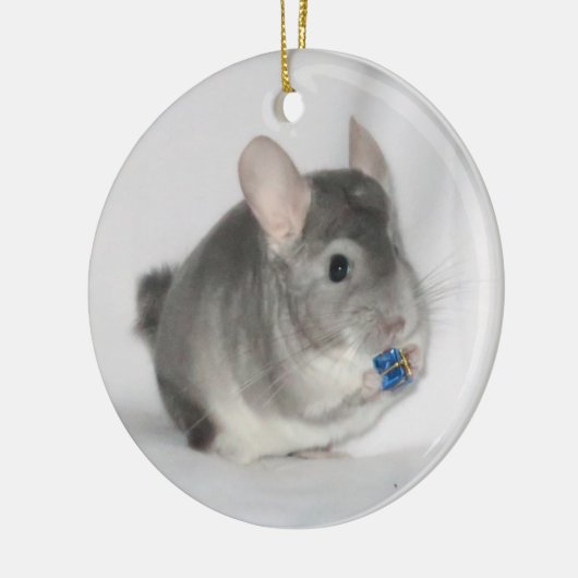 Chinchilla met cadeau keramisch ornament (Links)