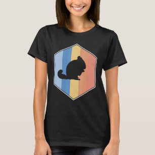 Chinchilla met retro kleuren in een zeshoek t-shirt